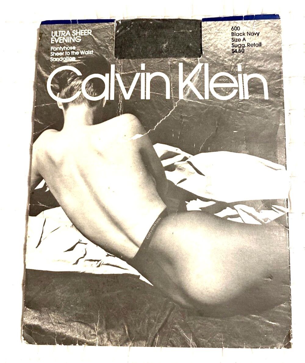 Vintage Calvin Klein Ultra Sheer Evening Pantyhose 600 Black/Navy Size A